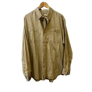 Duluth Trading Co Shirt Mens Large Heavy Cotton Beige Safari Canvas Tough